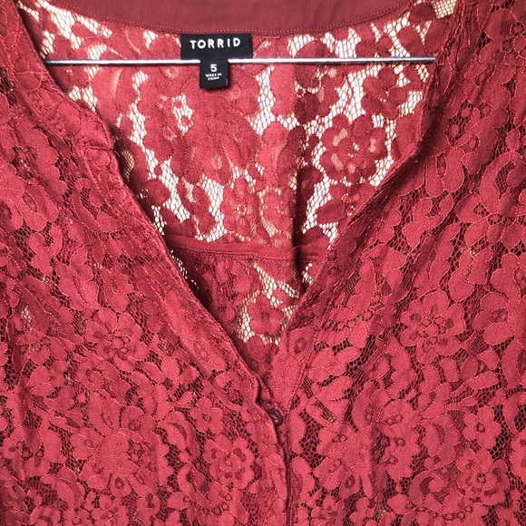 Torrid Harper Womens Lace Unlined Short Sleeve V-Neck Top Blouse Plus 5X - Picture 4 of 10